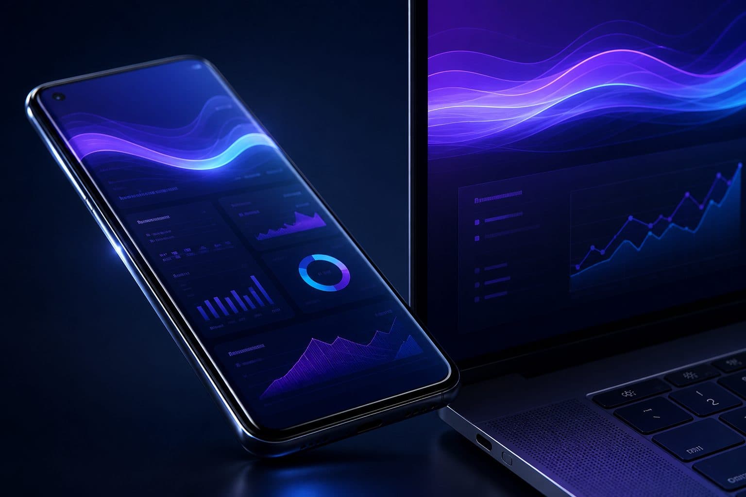 Luminous mobile interface close-up